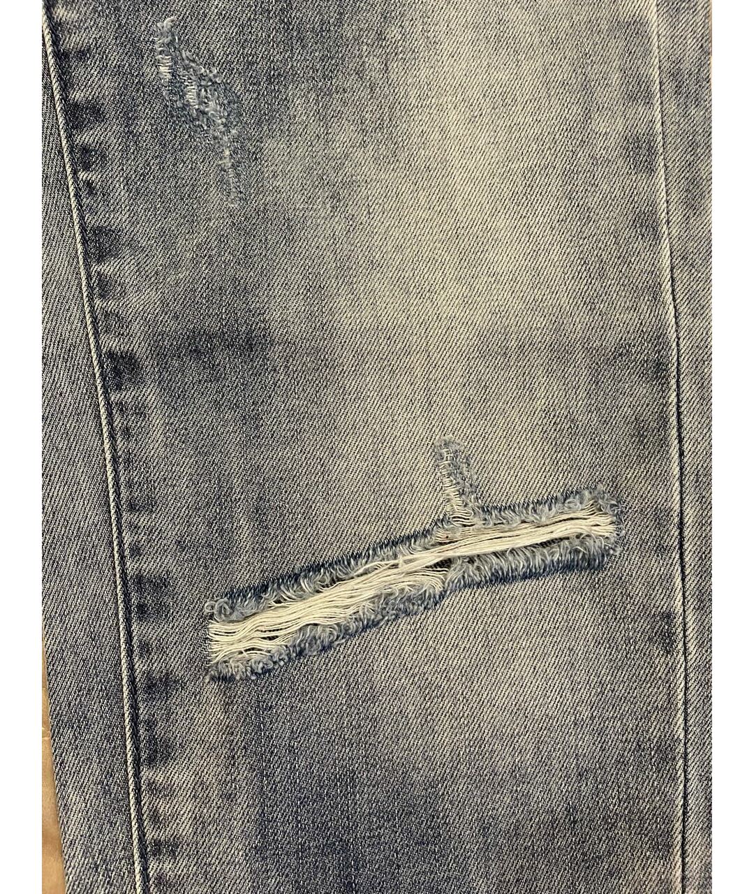 ONE TEASPOON Голубые хлопковые прямые джинсы, фото 4