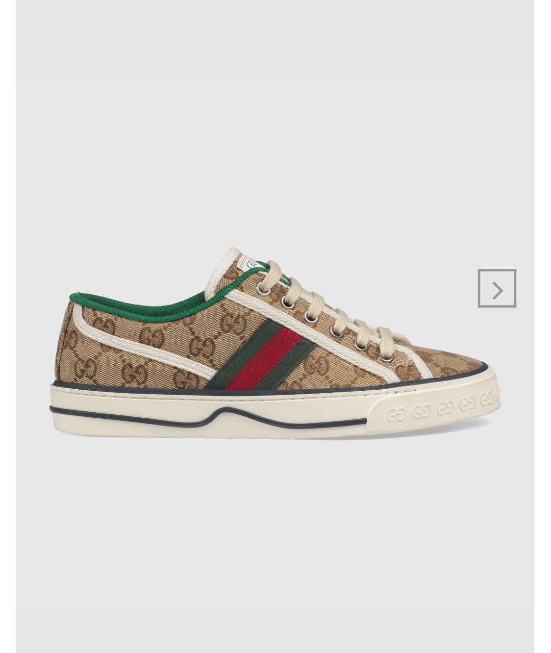 GUCCI Коричневые текстильные кеды, фото 8
