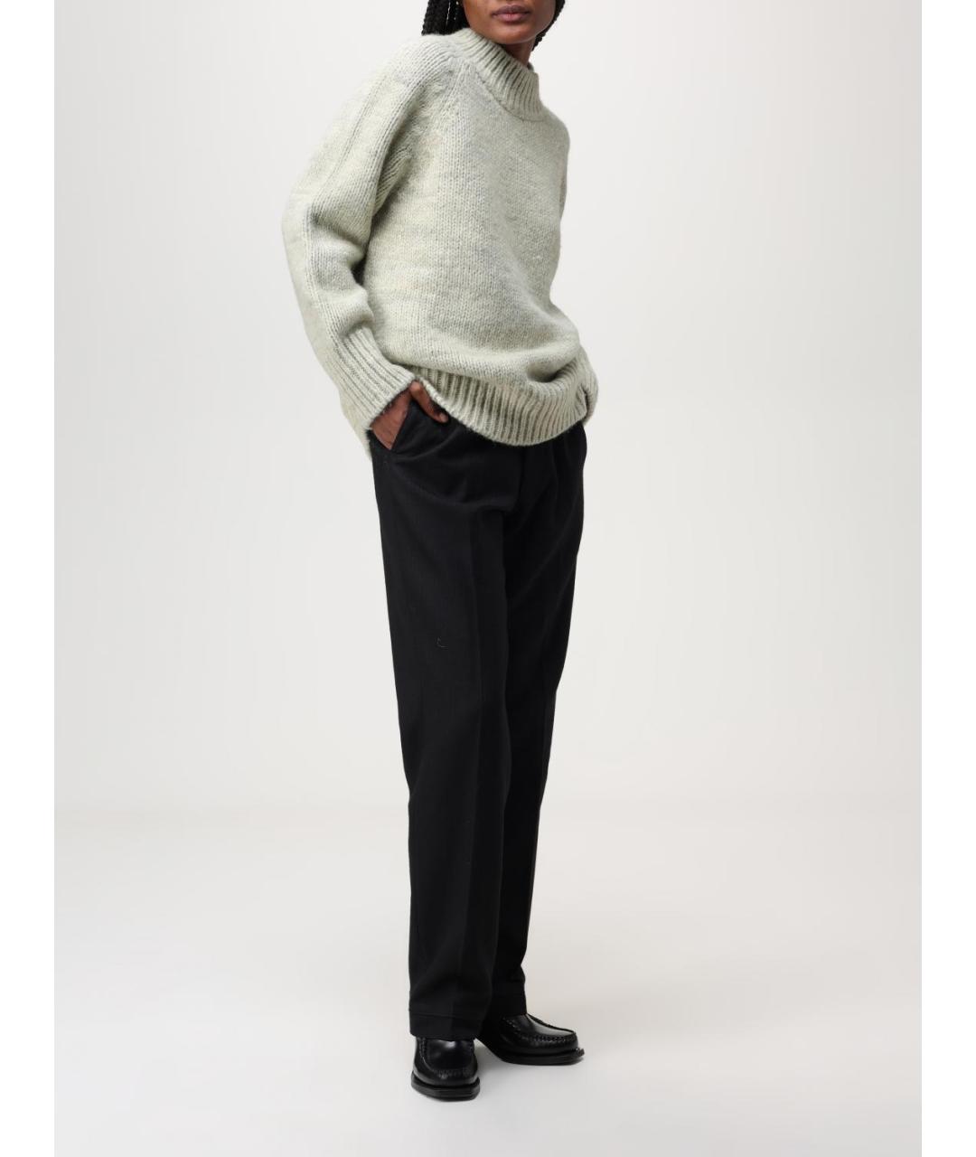 MAISON MARGIELA Черные шерстяные прямые брюки, фото 3