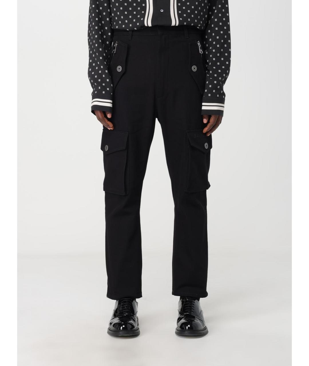 BALMAIN Черные хлопковые повседневные брюки, фото 2
