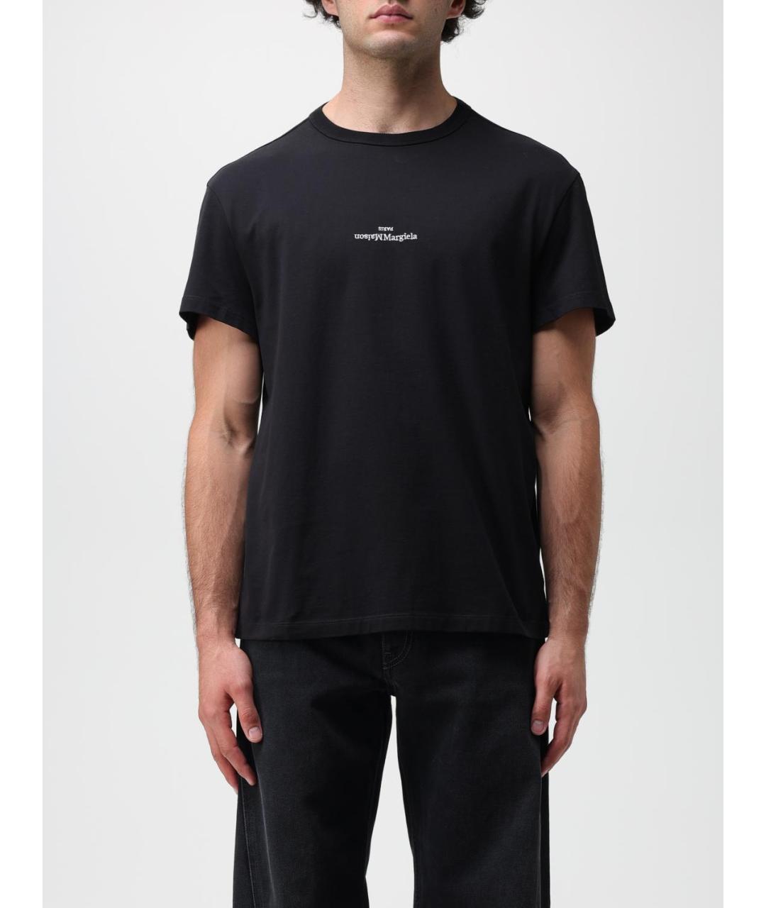 MAISON MARGIELA Черная хлопковая футболка, фото 2