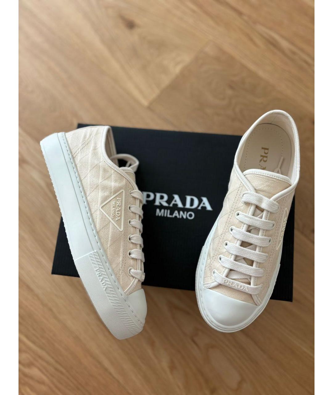 PRADA Бежевые кеды, фото 5