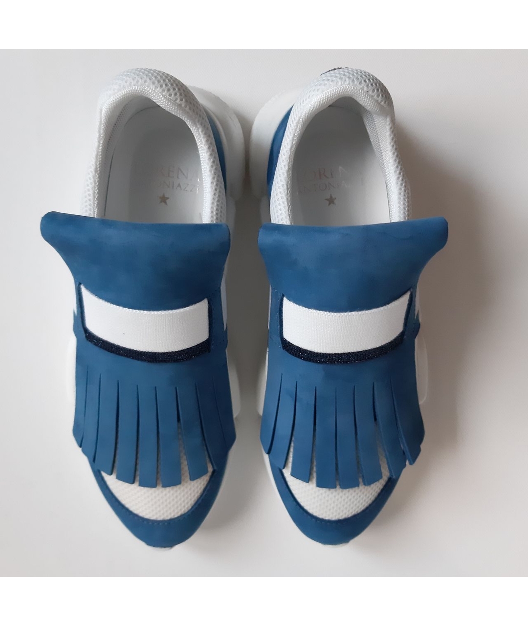 LORENA ANTONIAZZI Голубые кожаные кроссовки, фото 3
