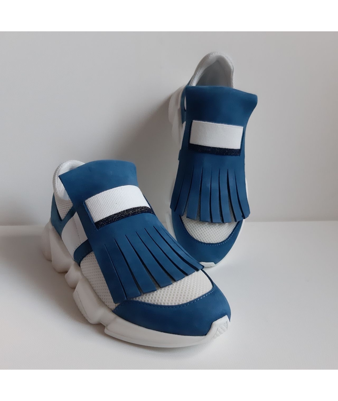 LORENA ANTONIAZZI Голубые кожаные кроссовки, фото 5