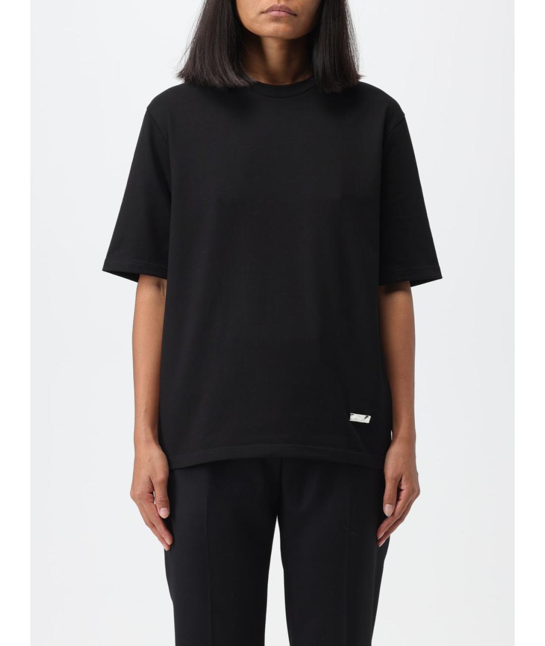 JIL SANDER Черная хлопковая футболка, фото 2