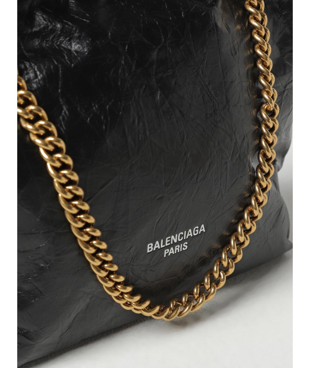 BALENCIAGA Черная кожаная сумка тоут, фото 3