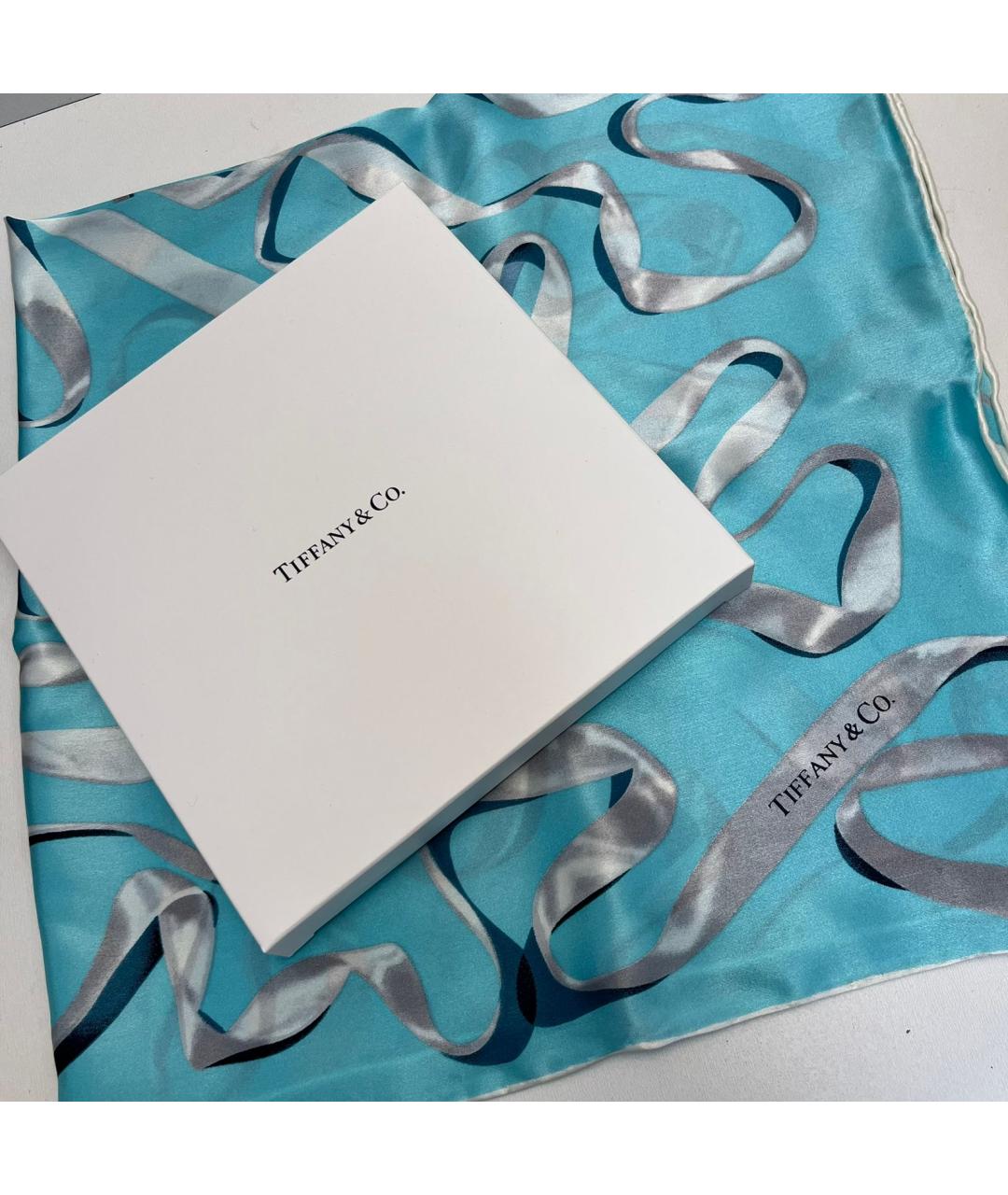 TIFFANY&CO Бирюзовый шелковый платок, фото 6