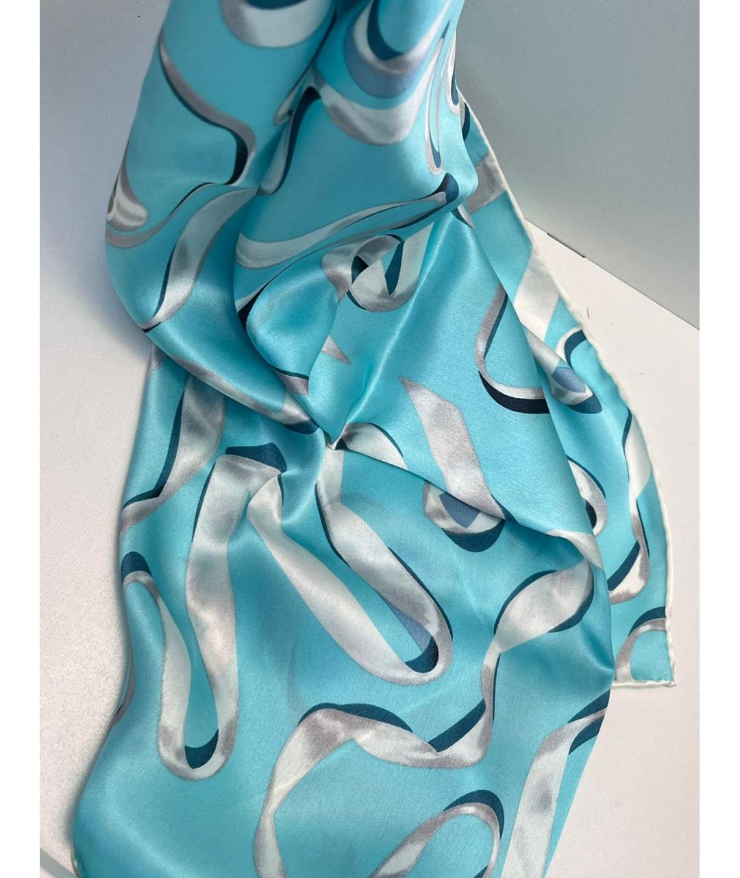 TIFFANY&CO Бирюзовый шелковый платок, фото 2