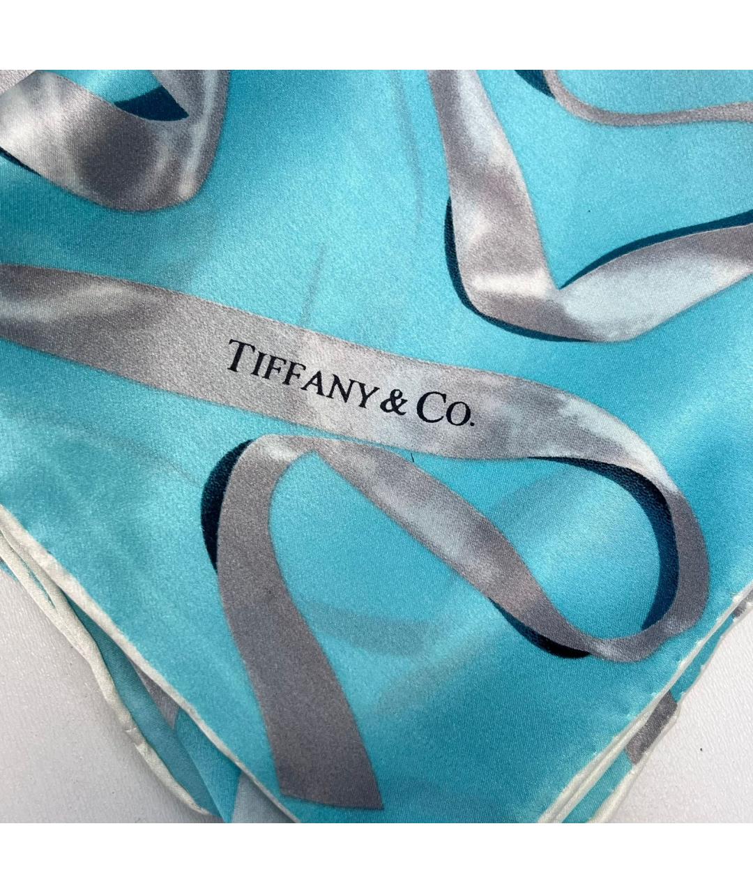 TIFFANY&CO Бирюзовый шелковый платок, фото 3