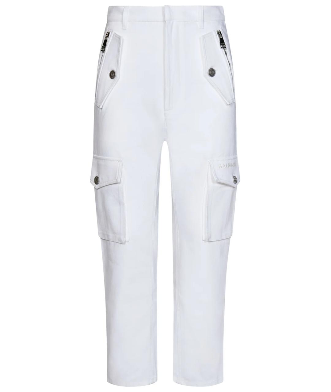 BALMAIN Белые хлопковые повседневные брюки, фото 1
