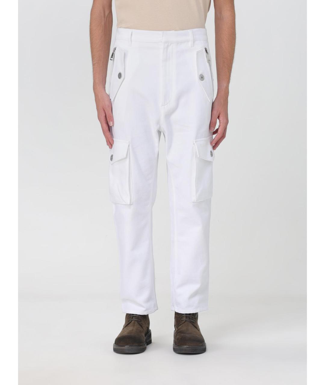 BALMAIN Белые хлопковые повседневные брюки, фото 2