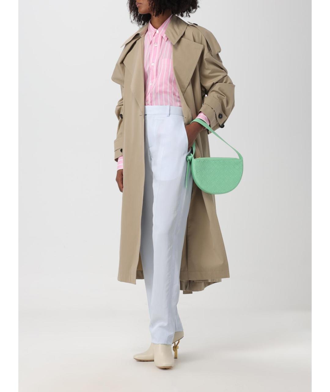 BOTTEGA VENETA Голубые вискозные прямые брюки, фото 3