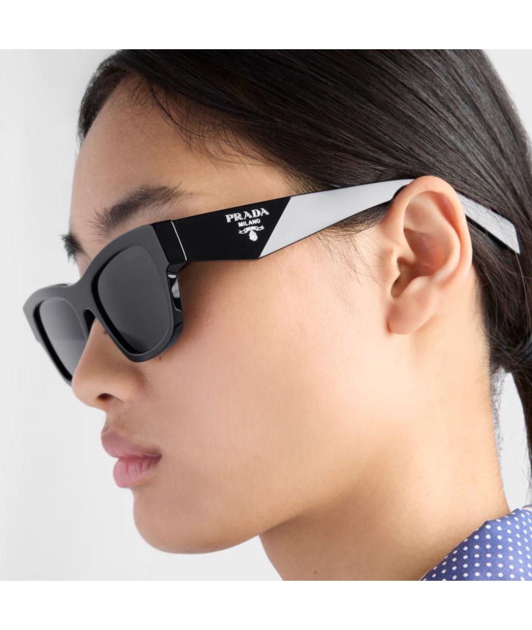 PRADA Черные пластиковые солнцезащитные очки, фото 3