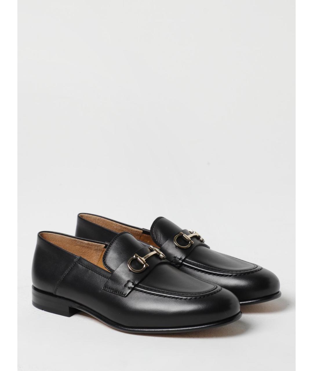 FERRAGAMO Черные кожаные лоферы, фото 2