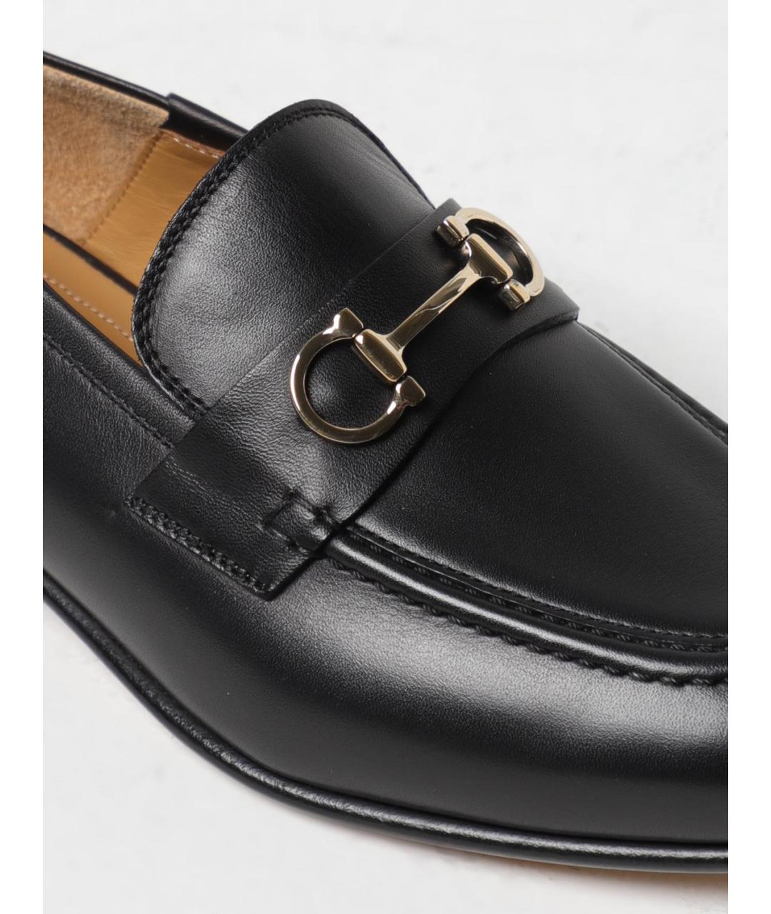 FERRAGAMO Черные кожаные лоферы, фото 4