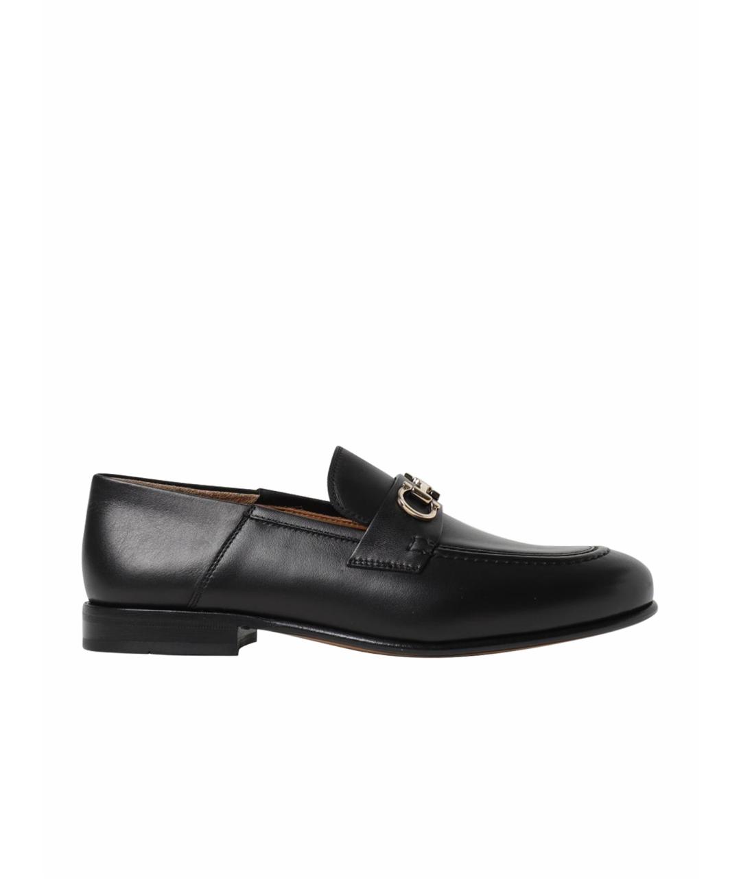 FERRAGAMO Черные кожаные лоферы, фото 1