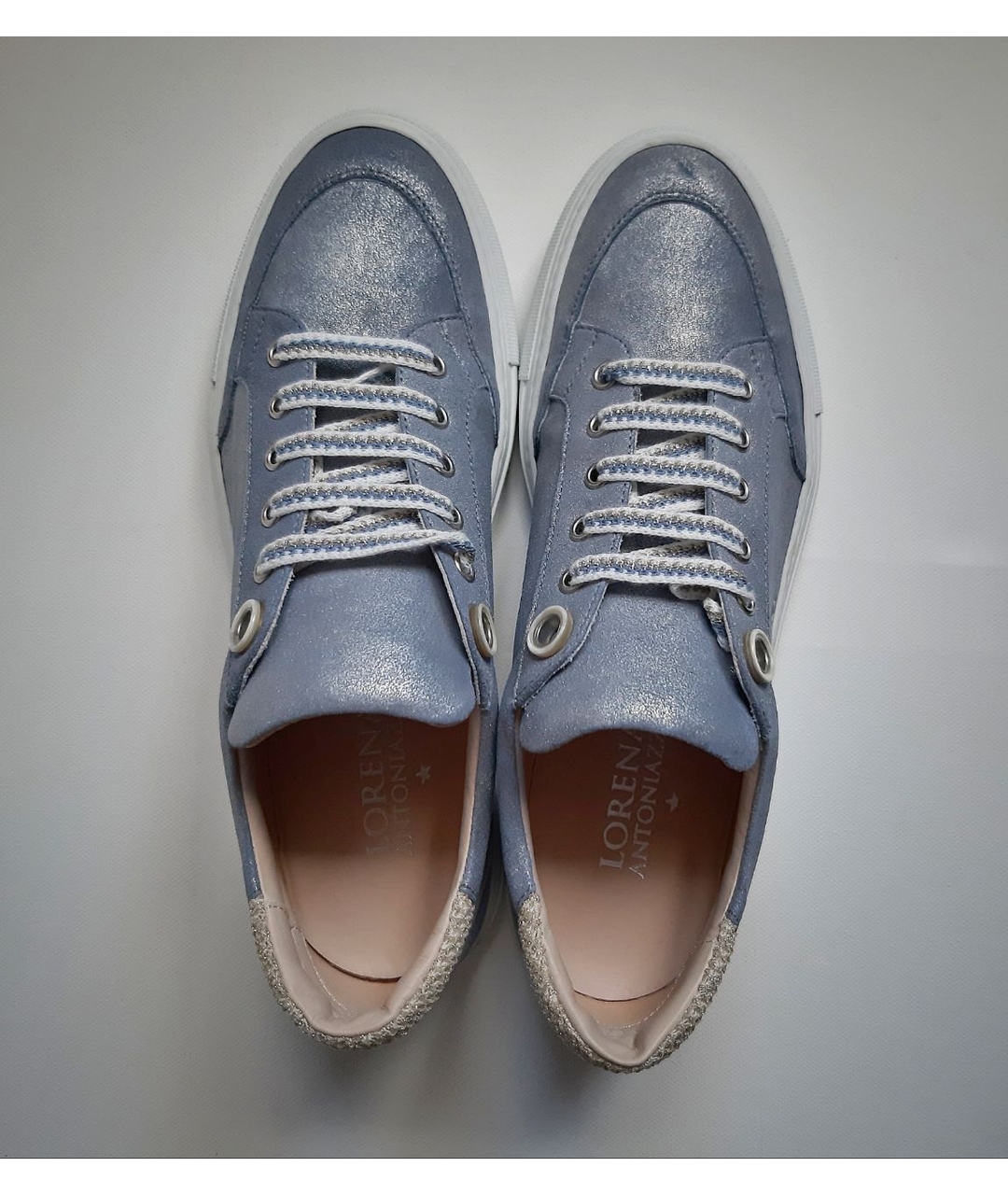 LORENA ANTONIAZZI Голубые кожаные кроссовки, фото 3