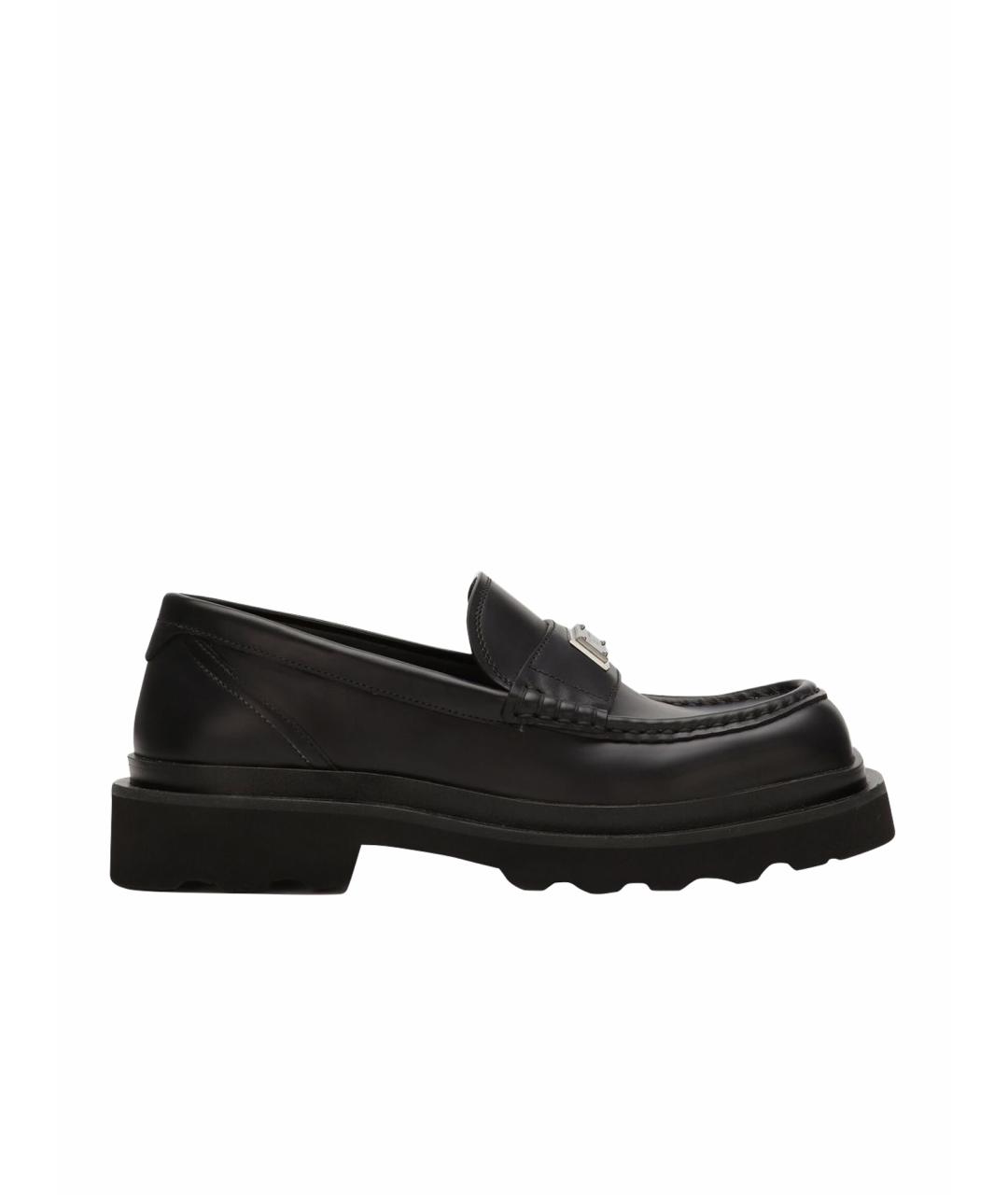 DOLCE&GABBANA Черные кожаные лоферы, фото 1
