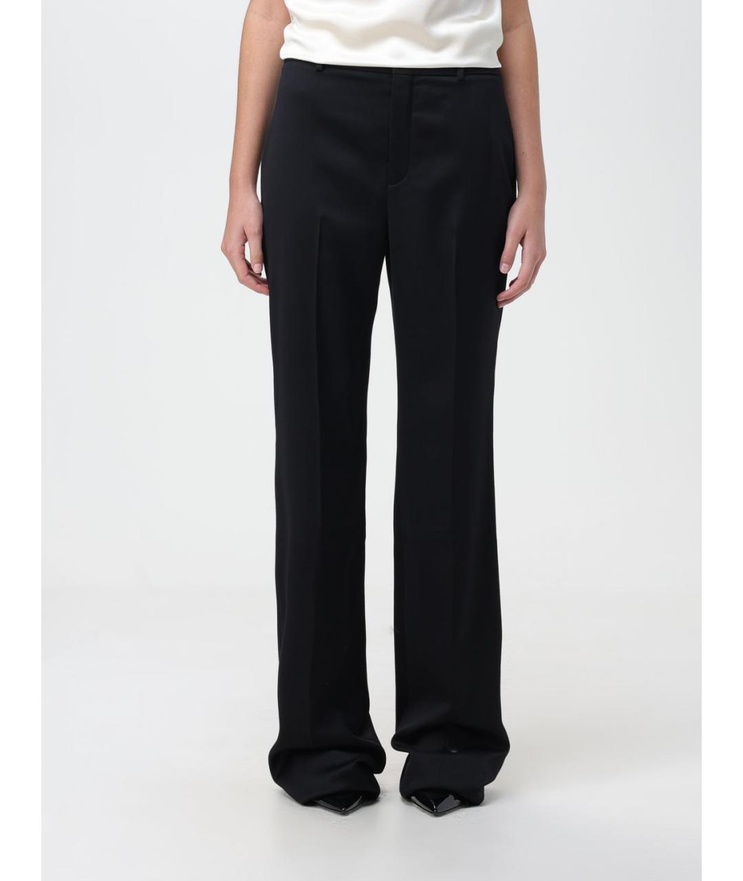 SAINT LAURENT Черные шерстяные прямые брюки, фото 2