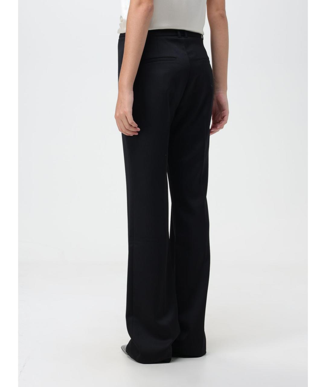 SAINT LAURENT Черные шерстяные прямые брюки, фото 4