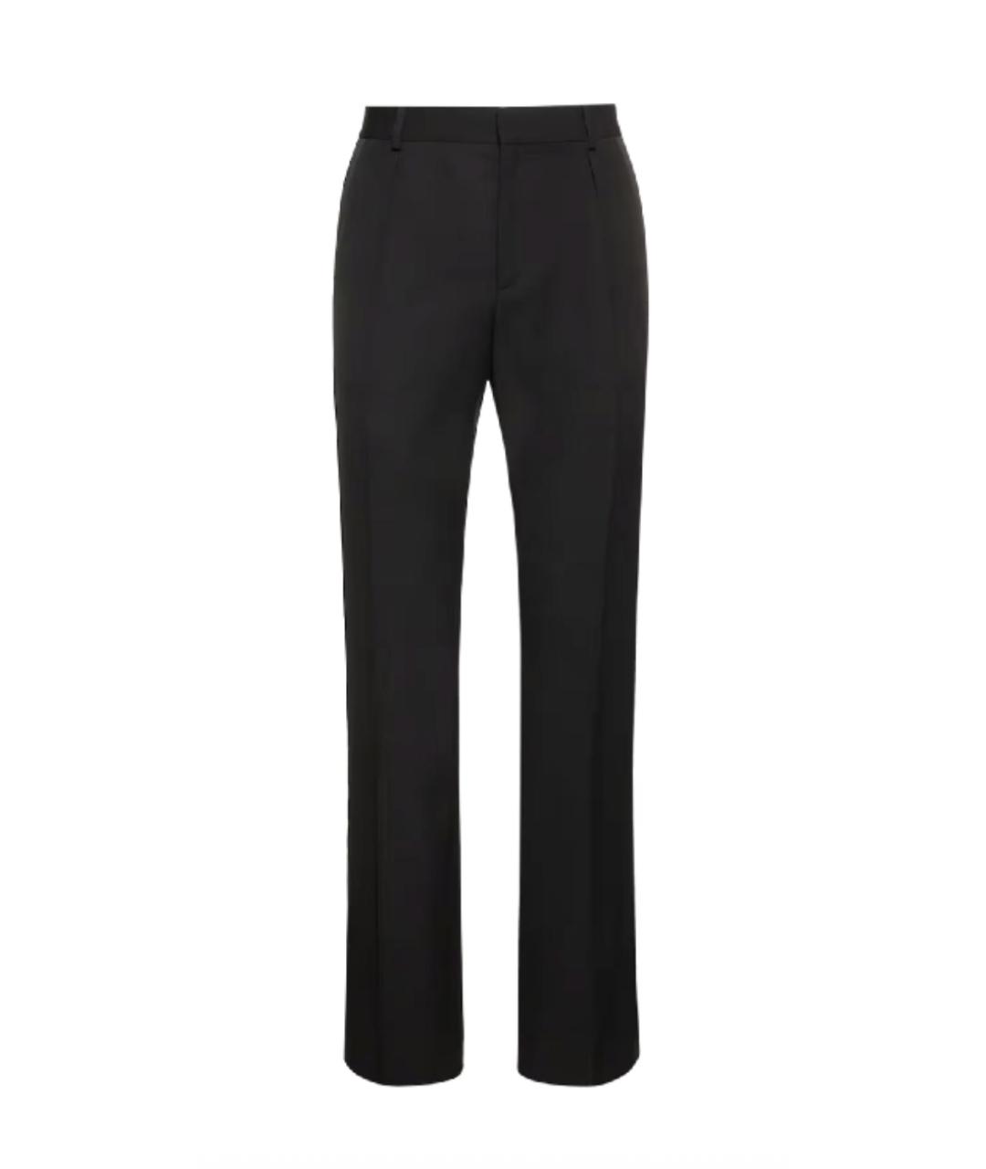 SAINT LAURENT Черные шерстяные прямые брюки, фото 1