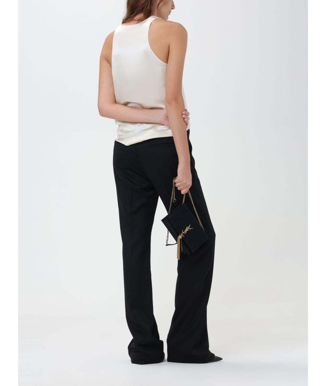 SAINT LAURENT Черные шерстяные прямые брюки, фото 3