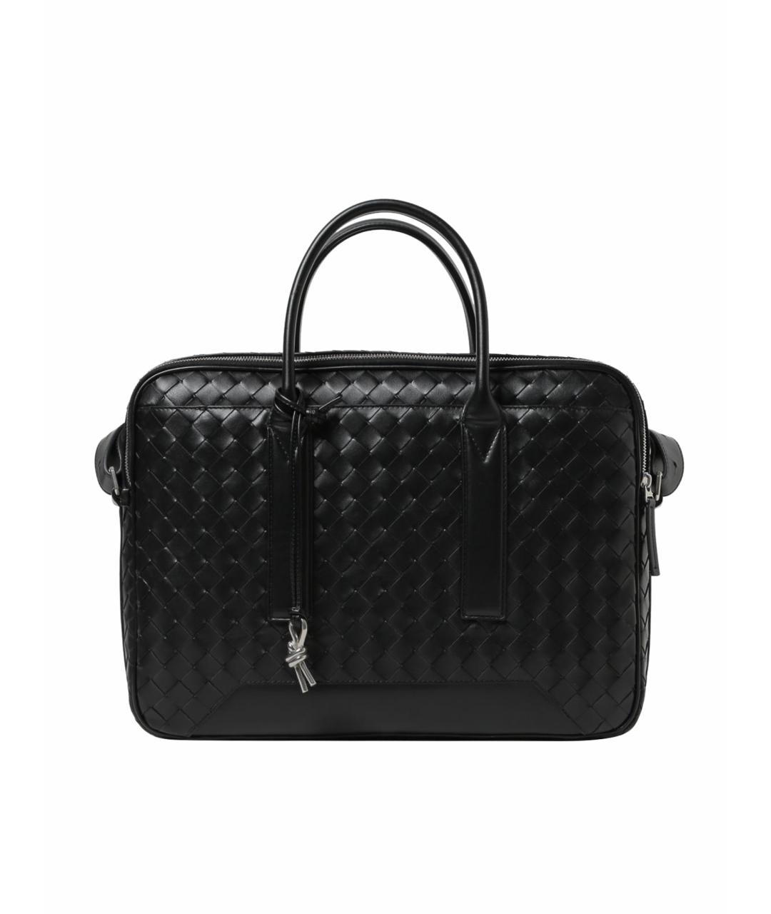 BOTTEGA VENETA Черный кожаный портфель, фото 1