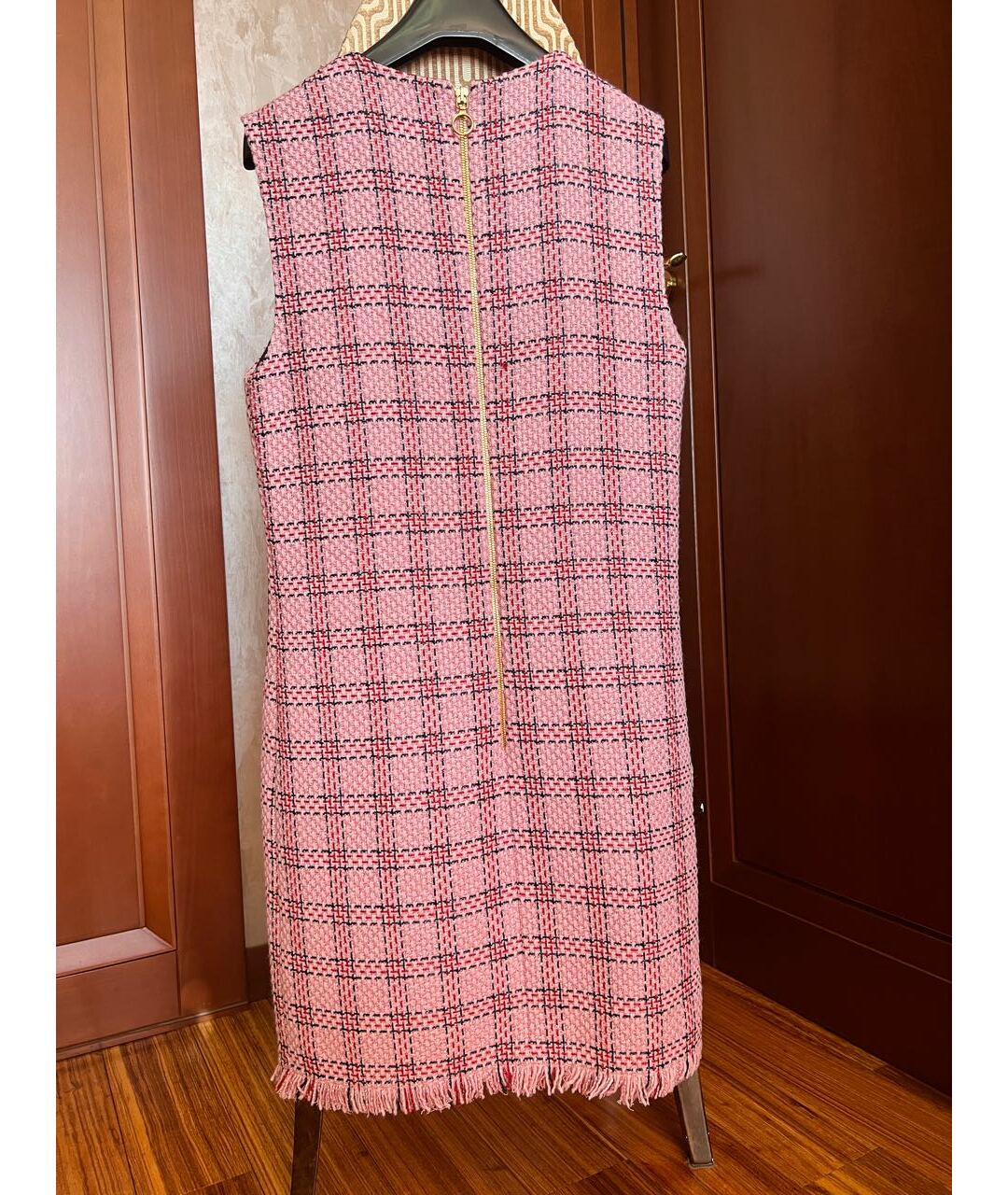 GUCCI Розовое твидовое повседневное платье, фото 2