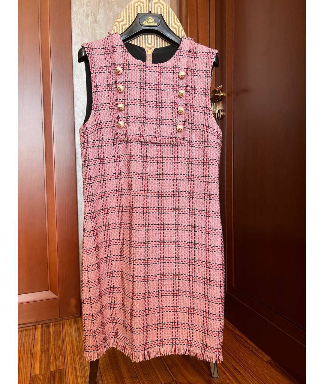 GUCCI Розовое твидовое повседневное платье, фото 6