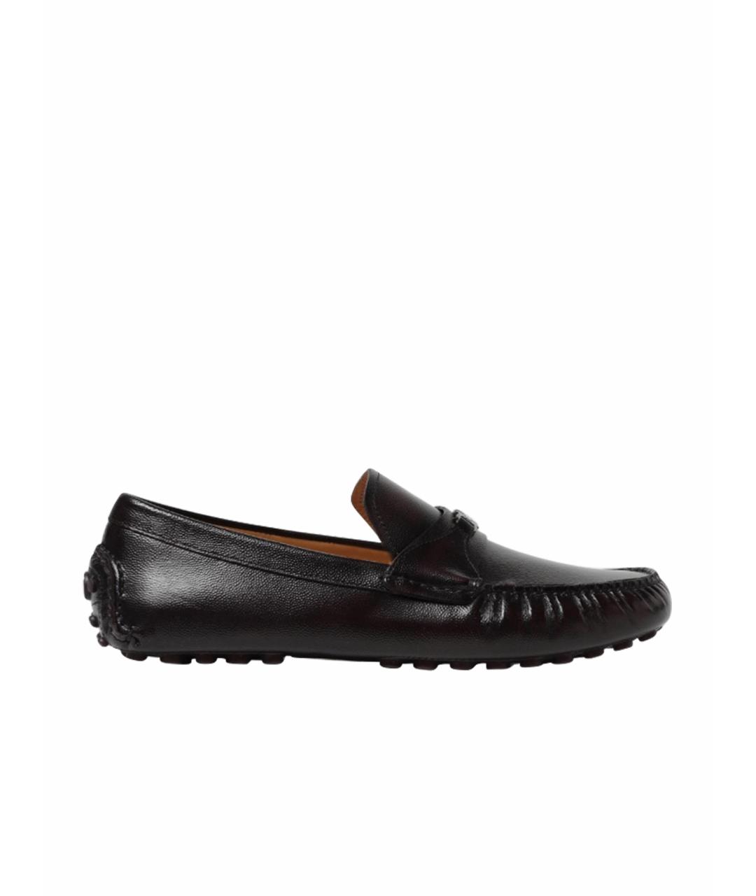 FERRAGAMO Черные кожаные мокасины, фото 1