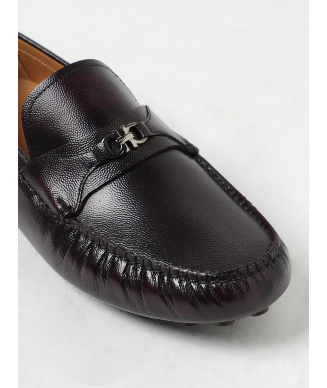 FERRAGAMO Черные кожаные мокасины, фото 4