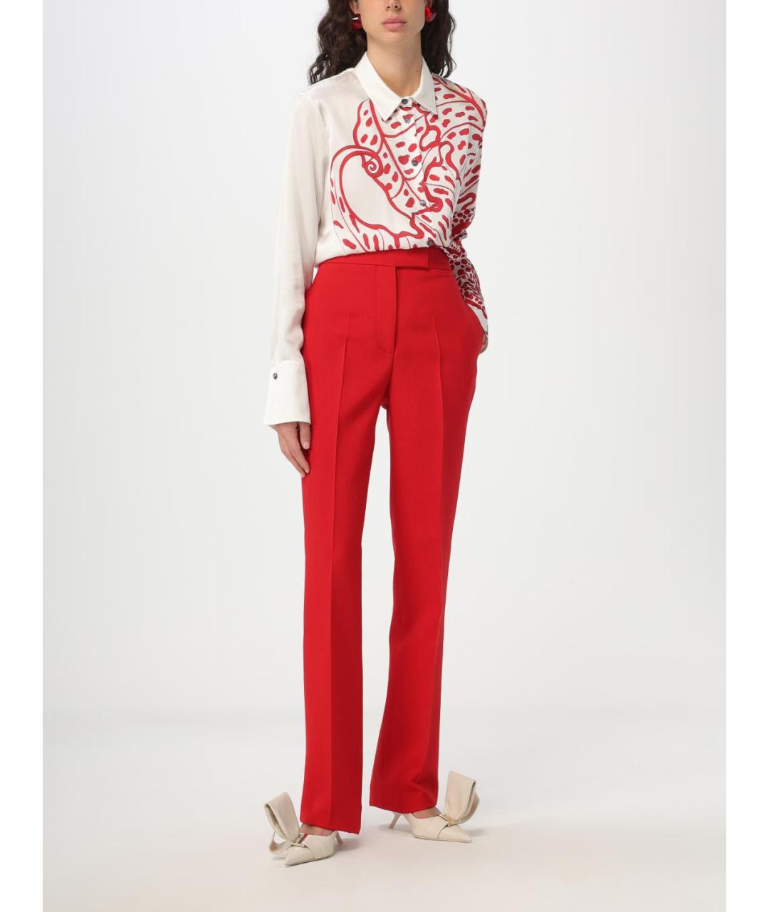 FERRAGAMO Красные прямые брюки, фото 3