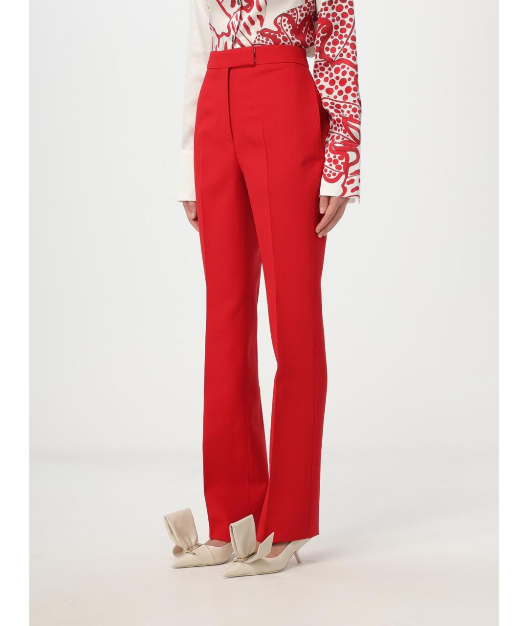 FERRAGAMO Красные прямые брюки, фото 5