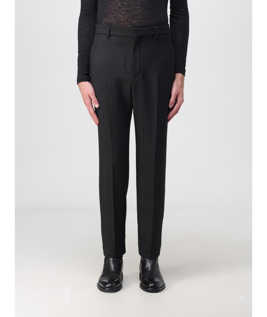 SAINT LAURENT Черные шерстяные классические брюки, фото 2