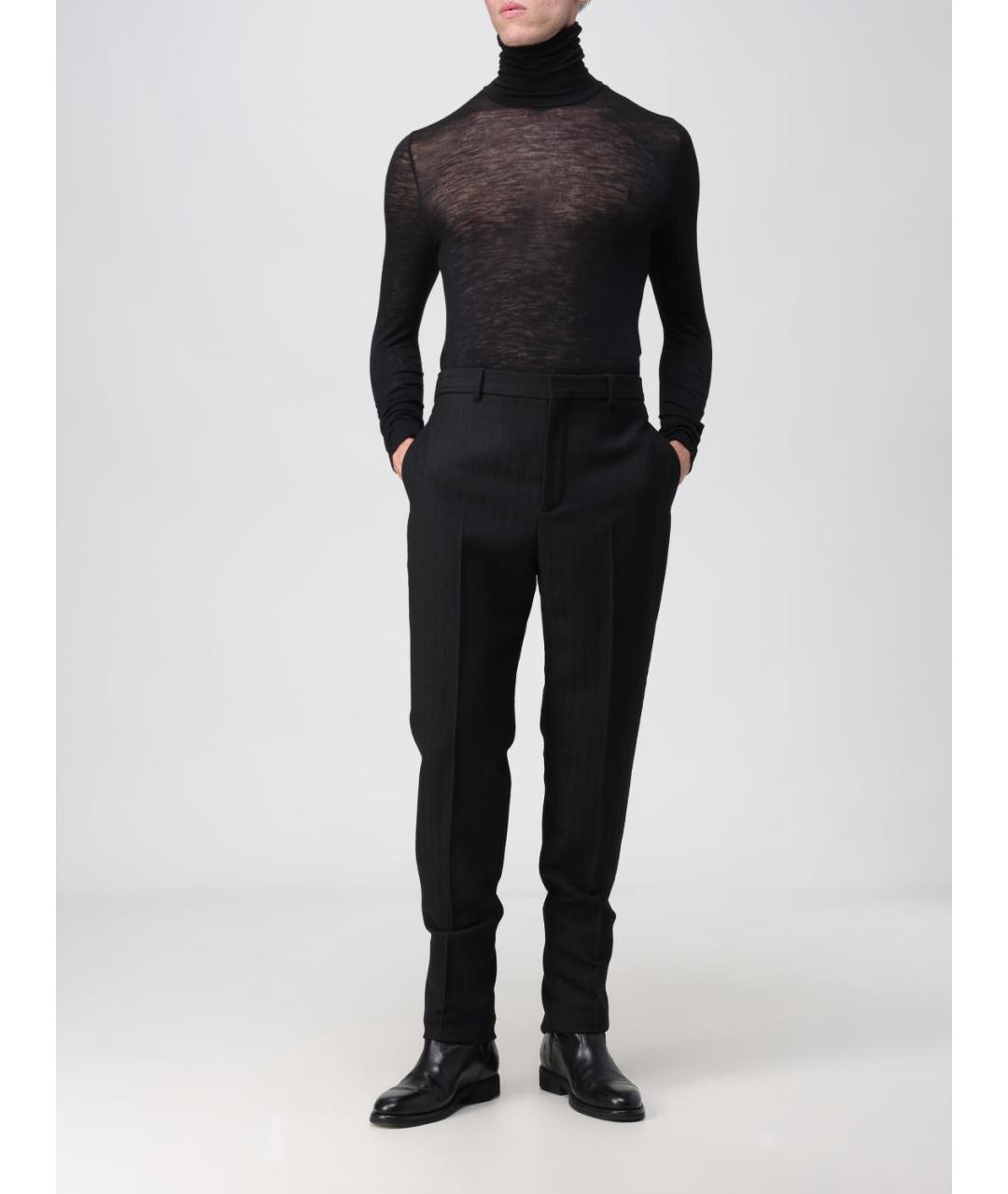 SAINT LAURENT Черные шерстяные классические брюки, фото 3