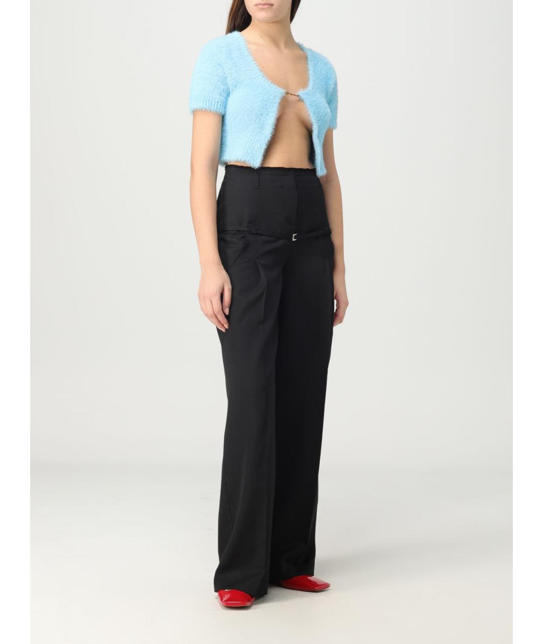 JACQUEMUS Черные шерстяные прямые брюки, фото 3