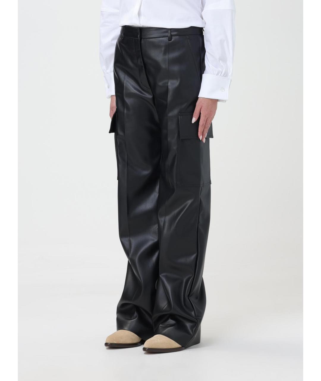 STELLA MCCARTNEY Черные полиуретановые прямые брюки, фото 4