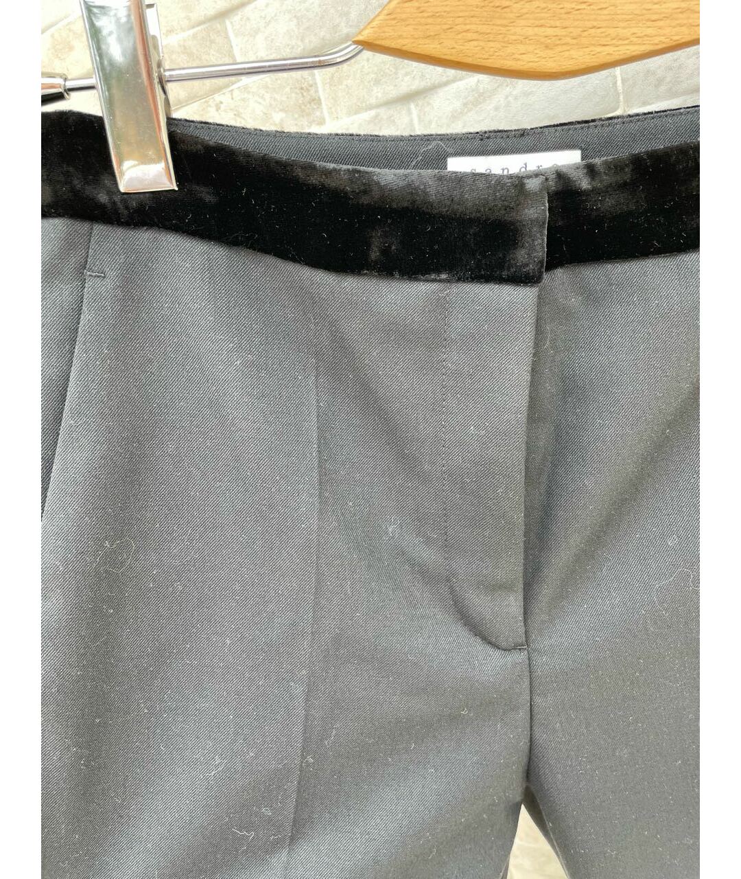 SANDRO Черные шерстяные прямые брюки, фото 3