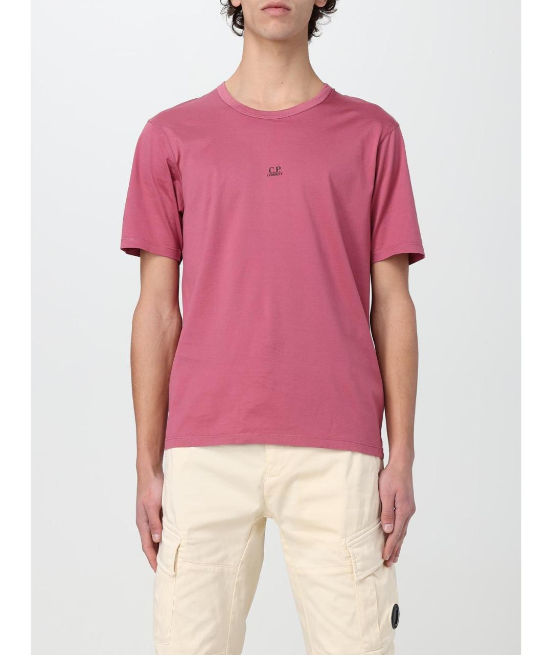 CP COMPANY Розовая хлопковая футболка, фото 2