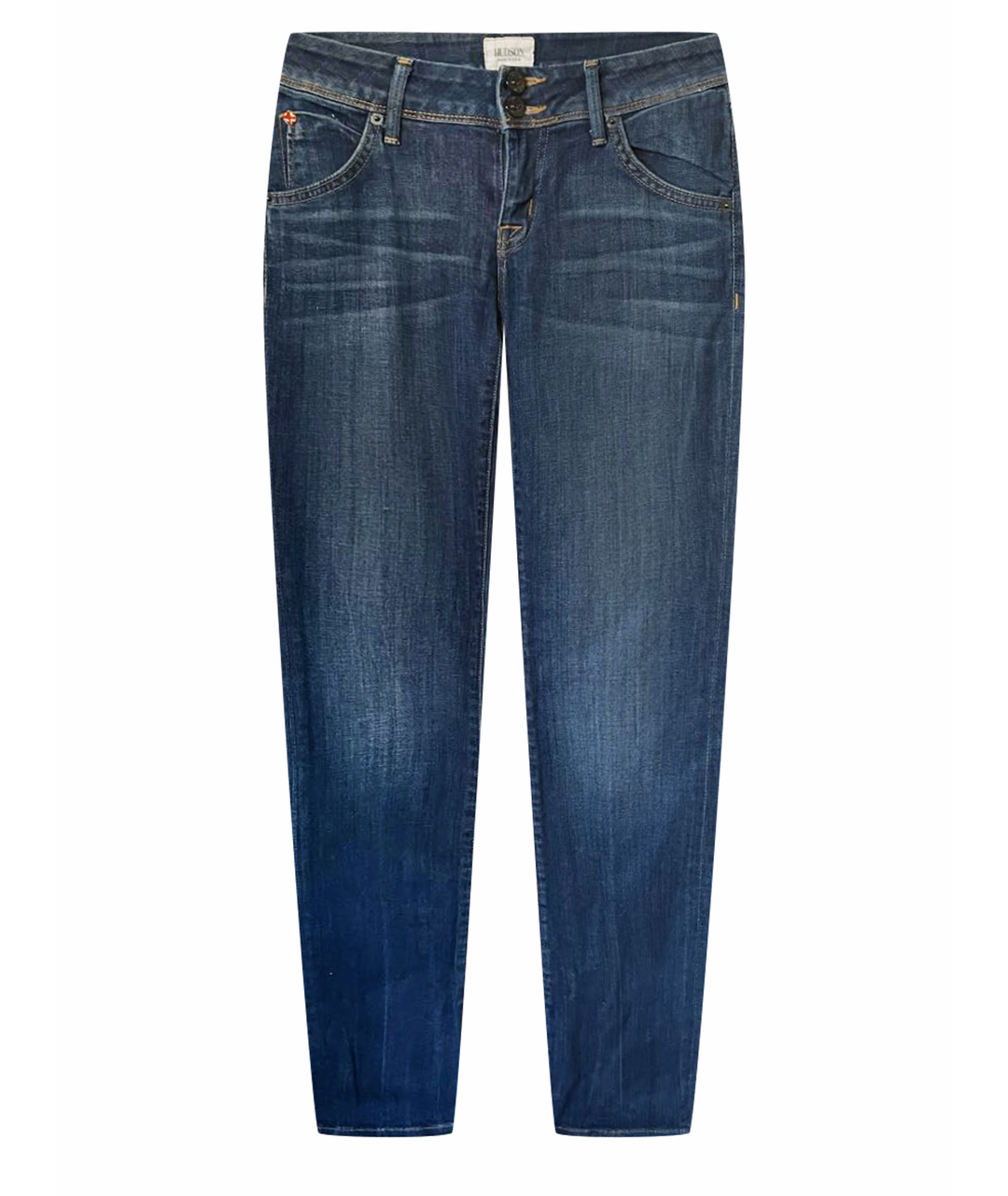 HUDSON Темно-синие хлопко-эластановые прямые джинсы, фото 1