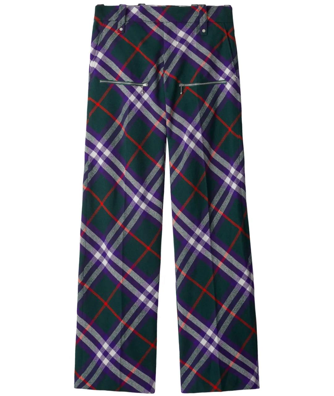BURBERRY Мульти шерстяные повседневные брюки, фото 1