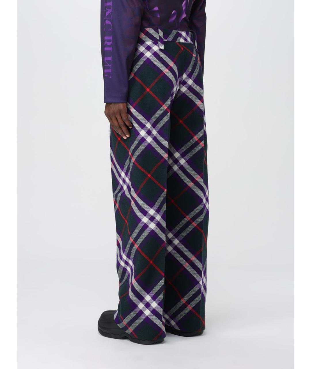 BURBERRY Мульти шерстяные повседневные брюки, фото 4
