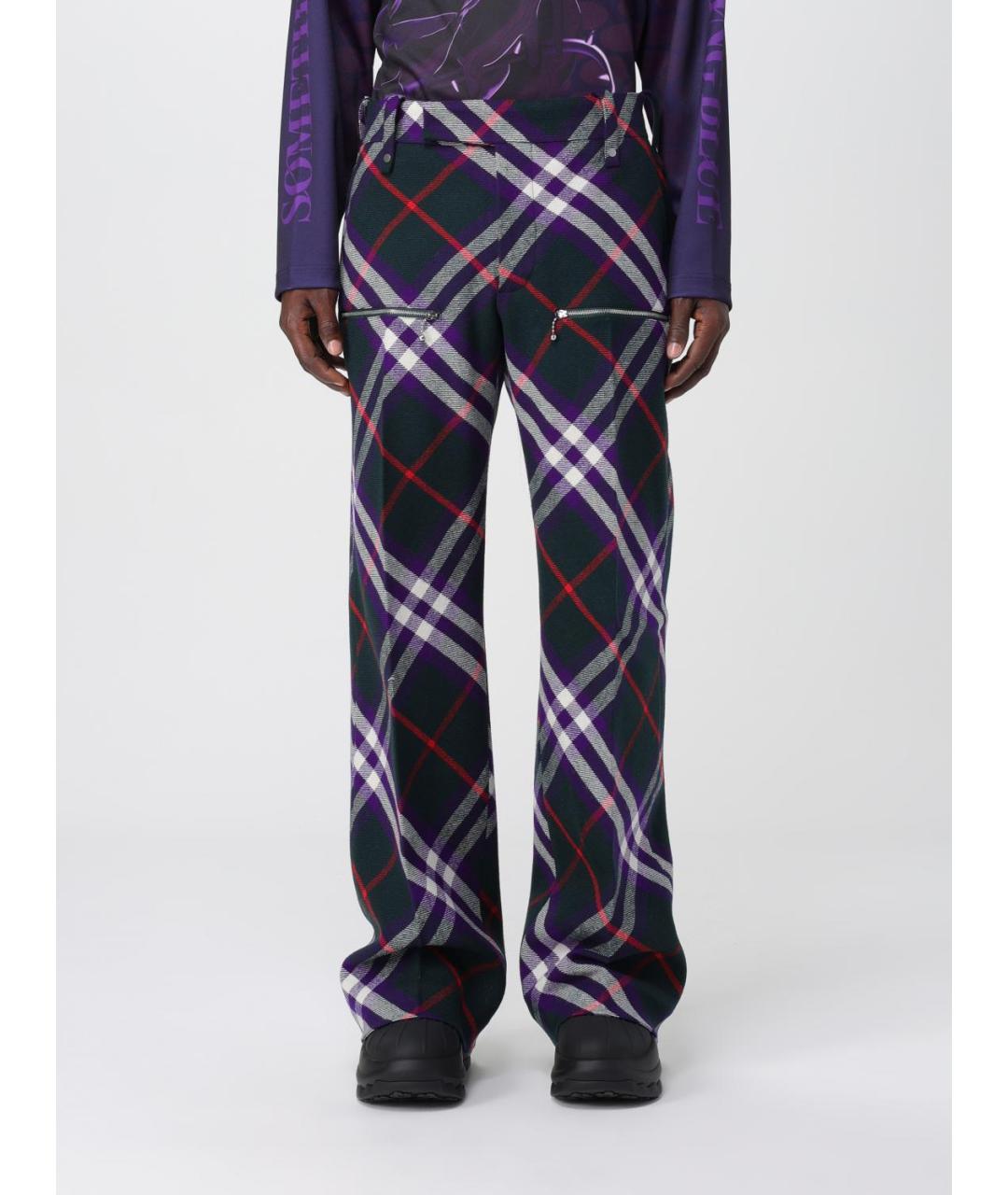 BURBERRY Мульти шерстяные повседневные брюки, фото 2