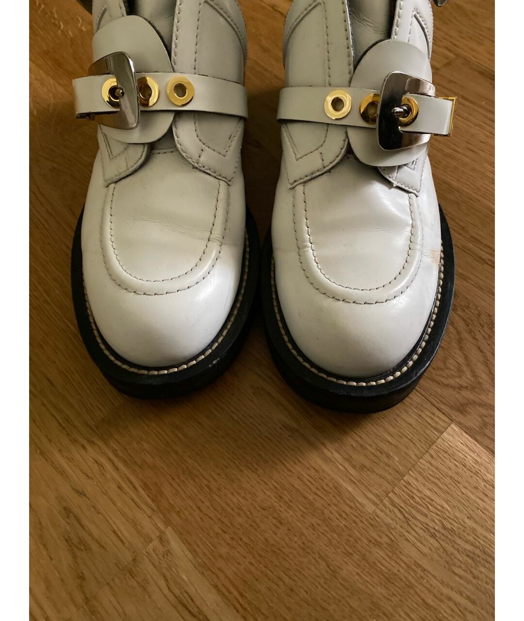 BALENCIAGA Белые кожаные ботинки, фото 5