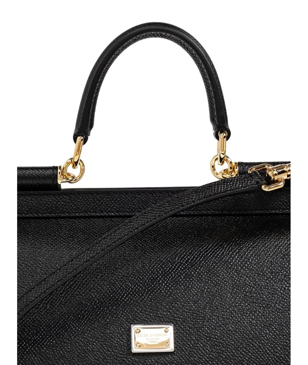 DOLCE&GABBANA Черная кожаная сумка с короткими ручками, фото 3
