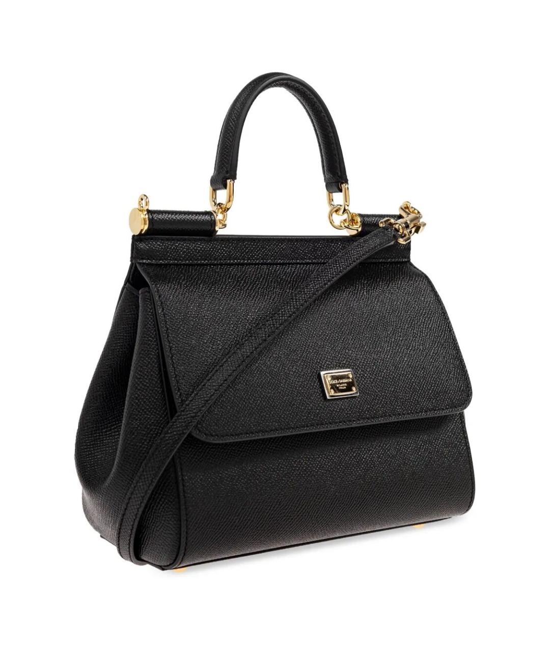 DOLCE&GABBANA Черная кожаная сумка с короткими ручками, фото 2