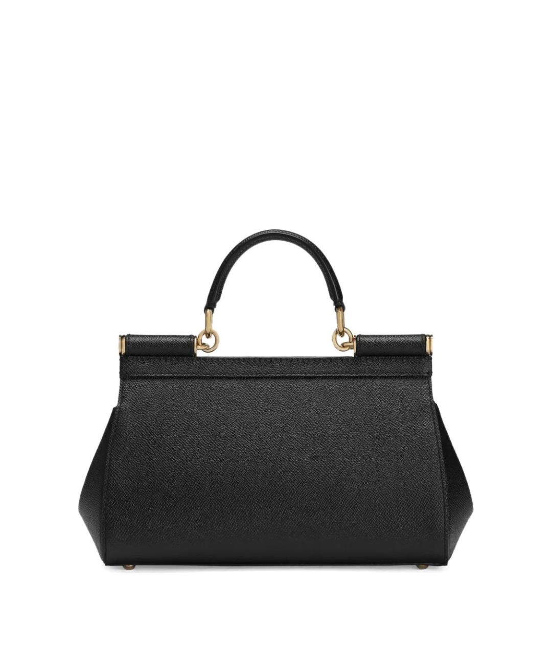 DOLCE&GABBANA Черная кожаная сумка с короткими ручками, фото 2