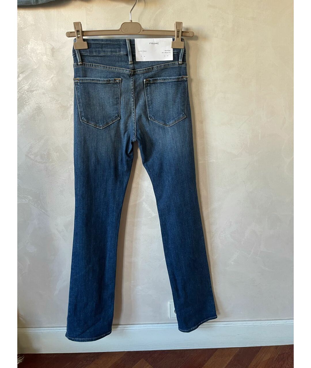 FRAME Синие хлопко-эластановые прямые джинсы, фото 2