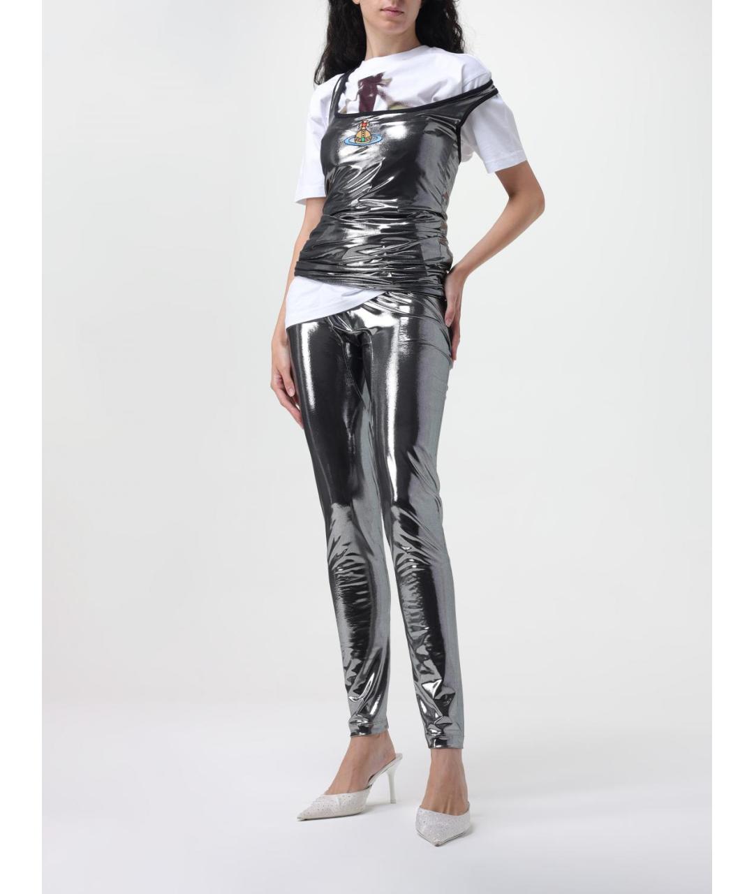 VIVIENNE WESTWOOD Серебряные леггинсы и велосипедки, фото 2