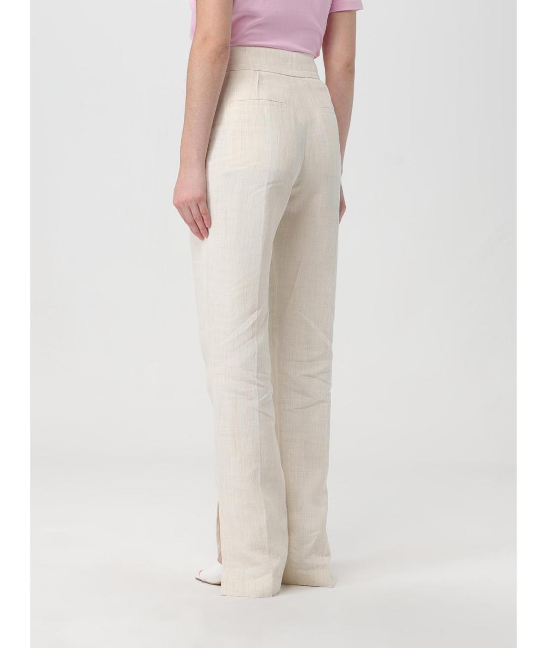 JACQUEMUS Белые льняные прямые брюки, фото 4
